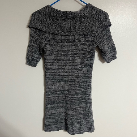 90s Y2K Mudd Short Sleeve Sweater Dress With Cowl Neck Mini Gray Size Small - Picture 2 of 10